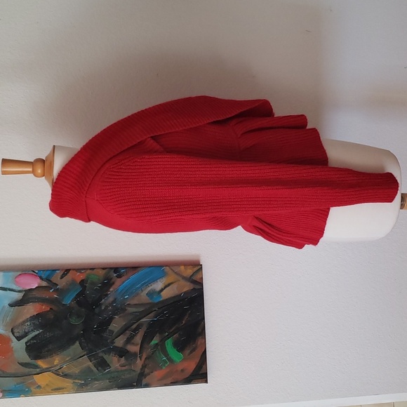 Cable & Gauge Deep Red Ruffle Peplum Sweater Size Small - Picture 4 of 12